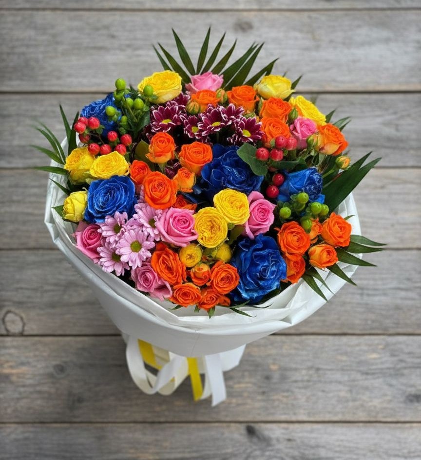 Букет цветов из: Розы и Хризантемы в Карабулаке