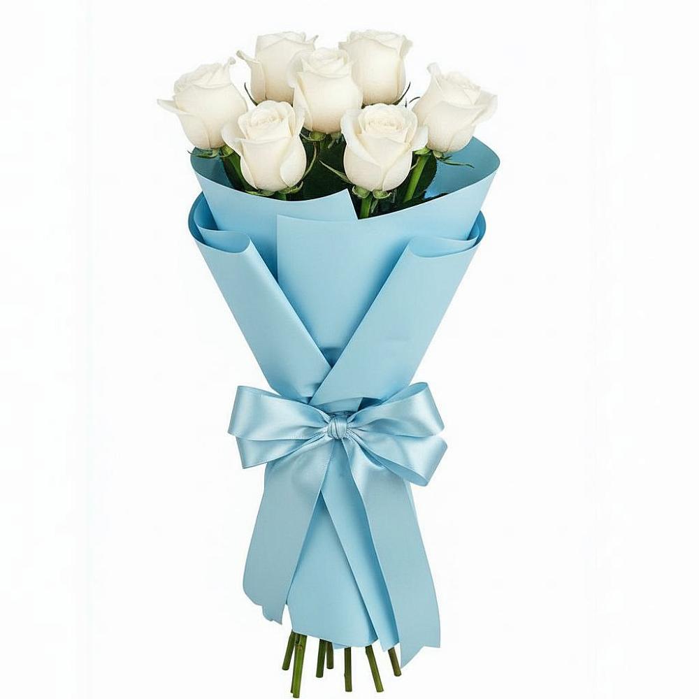 Букет 7 белых роз Проуд в Карабулаке