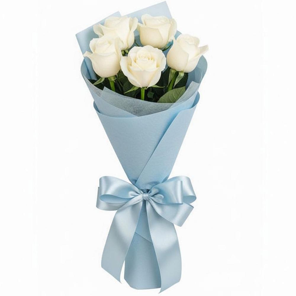 Букет 5 Белых роз Проуд в Карабулаке