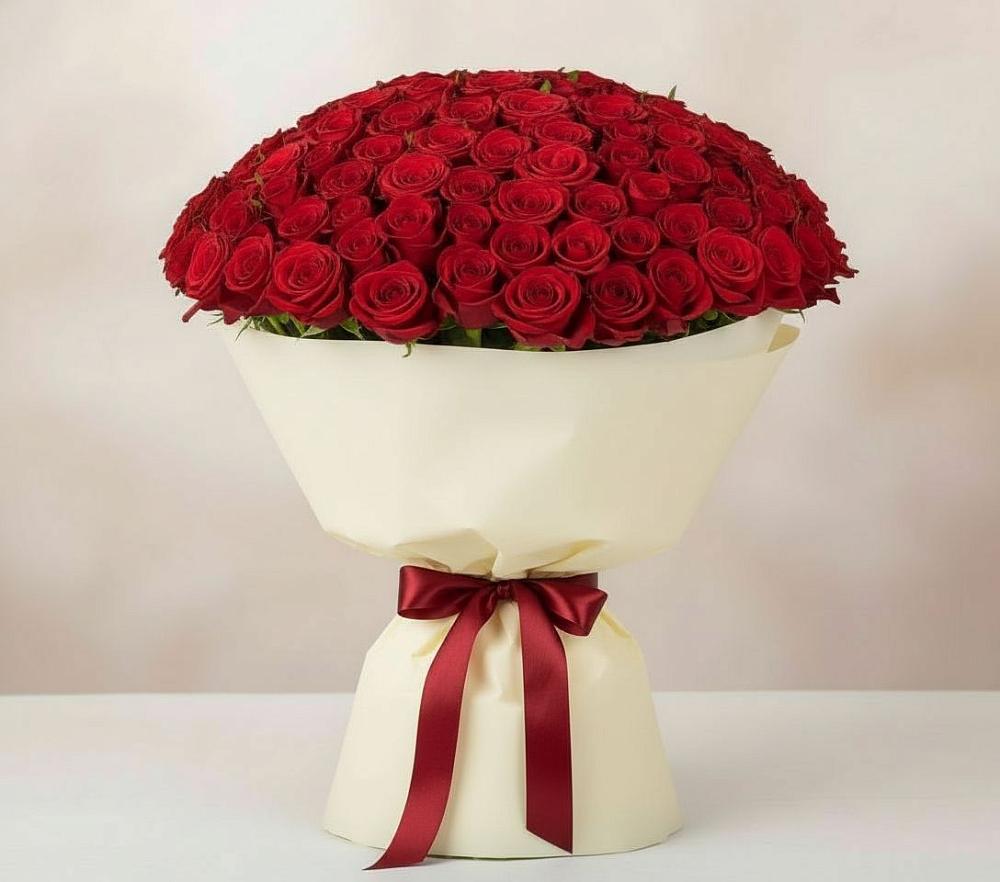 Букет 101 Красная роза Милано в Карабулаке