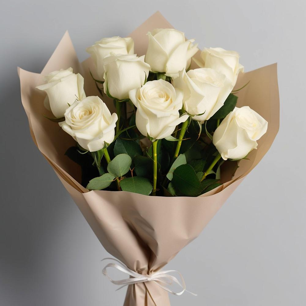 Букет 9 Белых роз Эдлесс Лав в Карабулаке