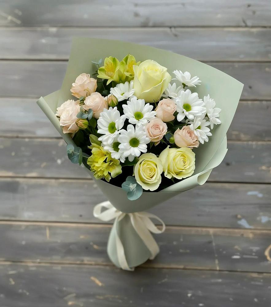Букет цветов из: Альстромерии, Розы и Хризантемы в Карабулаке