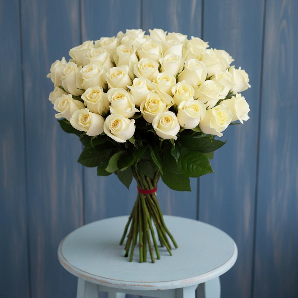 Букет 51 Белая роза Эдлесс Лав в Карабулаке