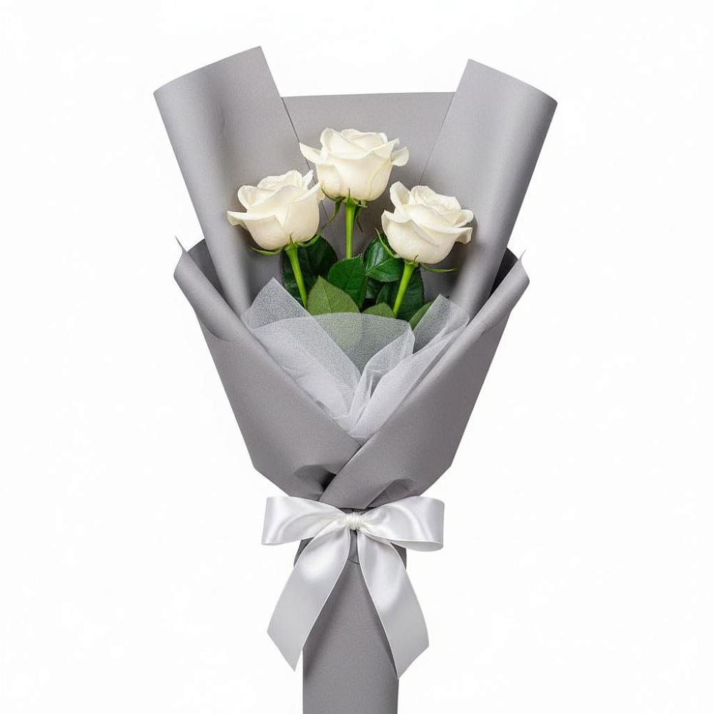 Букет 3 белые розы в Карабулаке