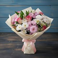 Букет цветов из:  Хризантемы, Альстромерии и Розы в Карабулаке