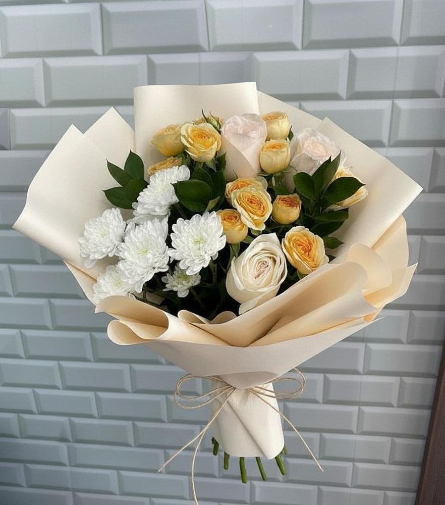 Букет цветов из: Розы и Хризантемы в Карабулаке