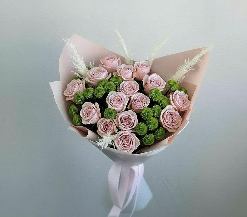 Букет цветов из: Розы и Хризантемы в Карабулаке