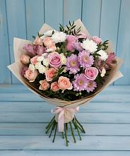 Букет цветов из:  Хризантемы, Розы и Альстромерии в Карабулаке