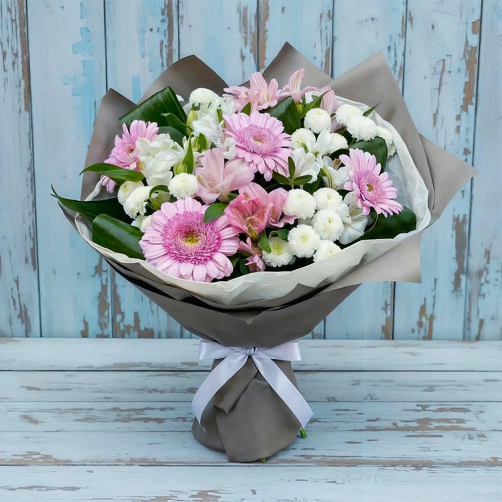 Букет цветов из: Герберы, Альстромерии и Хризантемы в Карабулаке